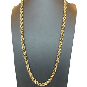 Vintage Gold Tone 4.5mm Rope Chain Necklace 30” with Barrel Closure